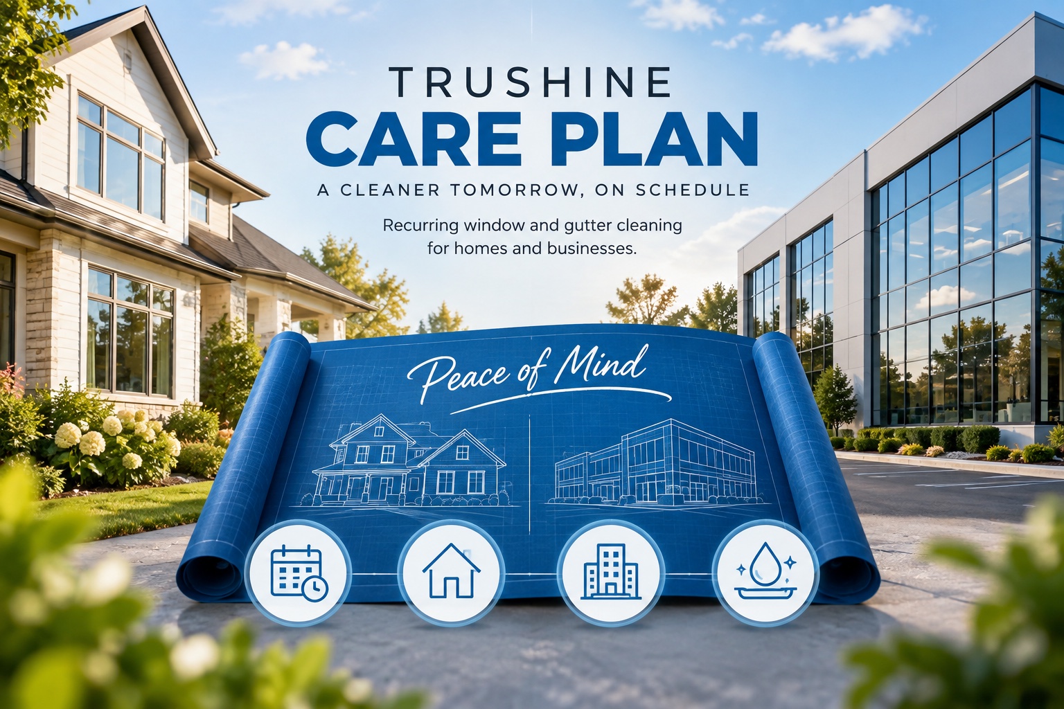 TruShine Care Plan blueprint for recurring window and gutter cleaning at homes and businesses